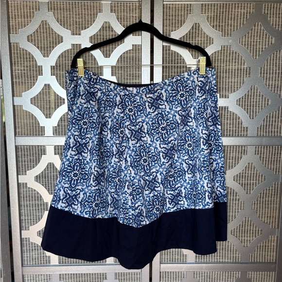 Milly White and Blue High-Low A-Line Skirt - Picture 3 of 4